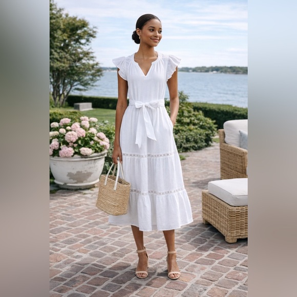 Magaschoni Dresses & Skirts - NWT Magaschoni Organic Cotton Tiered Midi Dress